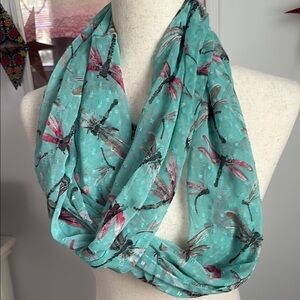 Dragonfly Print Teal Scarf